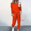 Mulheres camisetas Mulheres Outono Casual Tracksuits 2023 Cor Sólida Solta Pulôver Hoodies Duas Peças Set Feminino Manga Longa Tops Calças