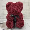 Décorations de Noël Cadeau de Saint Valentin 25 cm Rose rouge Ours en peluche Rose Fleur Décoration artificielle Cadeaux de Noël Femmes Cadeau de Saint Valentin 231012