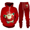 Tracksuits Masculinos Homens e Mulheres Santa Primavera Outono Natal Hoodie Set 3D Impresso Esporte Casal Festa de Férias Se