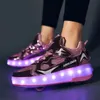 Patins em linha Sapatos infantis com luzes de roda removíveis patins meninos e meninas esportes casuais USB recarregável LED flash infantil 231011