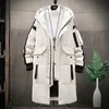 Piumino da uomo caldo spesso uomo piumino d'anatra bianco piumino con cappuccio cappotto invernale maschile casual lungo parka soprabito multitasche da esterno 231011