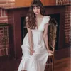 Mulheres sleepwear japonês verão senhoras nightdress sexy com almofada de peito saia longa casa rosa branco feminino