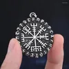 Collares colgantes 2023 Acero inoxidable Vintage Viking Rune Compass Collar Metal Pagan Amulet para hombres Accesorios