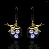 Dangle Earrings Original Drop Baroque Pearl Swallow Black Gold Color Women's Anniversary Gifts