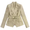 New Designer Women Blazers Long Sleeve Double Breasted Lion Head Buttons Blazer Jacket High Quality OL Business Slim Suit Coat Outwear TC16