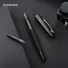 Canetas fonte LT Hongdian 6013 Black Metal Pen Mens Business EFF Curvo Nib Rotating Cap Office Gift Ink 231011