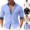 Erkekler Sıradan Gömlekler Vintage Mallar Uzun Kollu Gömlek İnce Fit Ev Avrupa Stil Sanat 3D Dijital Baskı