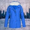 Jaquetas femininas jaqueta de chuva com chapéu de impressão de pontos leve manga longa à prova dwindproof água blusão retro cordão capas de chuva outerwear