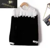 Women's T Shirts Top Women 2023 Spring Autumn French Crochet Stitching Velvet liten skjorta smal elegant kontrasterande färg s 4xl