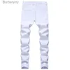 Men's Jeans Men's White Jeans Fashion Hip Hop Ripped Skinny Men Denim Trousers Slim Fit Stretch Distressed Zip Men Jean Pants High QualityL231011