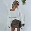 Women's Sweaters Oversized Knit Shirt Flared Sleeves Autumn And Winter Solid Color Pullover European American Sweater Female