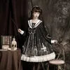 Ubranie etniczne 2023 Gotycka lolita codzienna sukienka miękka siostra japońska op-let-sleeved Victorian Kawaii Sweet Cute F2858