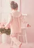 Pajamas Children Girl's Lolita Pink Pajama Sets.Turndown Collar TopsPants.Vintage Toddler Kids Pyjamas set.Royal Style Sleep Loungewear 231012