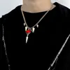 Chains Red Crystal Heart Necklace Steel Love Choker Egirl Collar Necklaces Women Jewelry Accessories