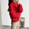 Kadın Sweaters Elmas Kontrol Yakası Sweater Ceket Hardigan Japon nazik gündelik örgü üst