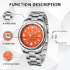 Women s Watches AKNIGHT Watch for Men Orange Dial Analog Quartz Wristwatches Waterproof Chronograph Business Stainless Steel Band 231012