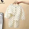 Pajamas Kids Summer Thin Pajamas Sets Boys Girls Cartoon Three-quarter Sleeve Cotton Yarn Shirts with Pants Baby Loungewear 231012