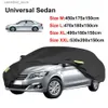 Bilskydd 190T Universal Full Black Auto Car Covers Outdoor Waterproof Sun Rain Snow Protection UV för Sedans Sunshade Covers M/L/XL/XXL Q231012