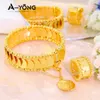 Bruiloft Sieraden Sets Eenvoudige Stijl Munt Sieraden Sets 24-karaats Vergulde Dubai Arabische Munten Manchet Armbanden Vrouwen Bruiloft Luxe Banket Accessoires 231012