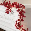 Decorações de Natal 5.9ft180cm Red Berry Christmas Garland Iluminação opcional Gold Silver Berry Artificial Garland Decoração de Natal para o ano 231012