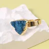 Cluster Rings Natural Raw Stone Druzy Gold Plated Irregular Adjustable Finger Ring Jewelry For Women Wedding Party Gifts