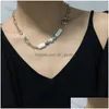 Vintage Irregar Slub Parels Kettingen Voor Vrouwen Punk Liefde Koppels Choker Lock Ketting Boho Sieraden Collier 2021 Dhgarden Otgpx