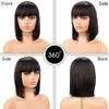 Synthetic Wigs Human Hair Wigs Bob Wigs with Bangs Short Straight Hair Wigs 100% Brazilian Remy Human Hair None Lace Front Wigs Glueless Wigs 231012