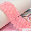 Beads Wholesale 8Mm Natural Rose Quartz Beads Gemstone Round Loose Stone Bead Spacer Crystal For Jewelry Making Home Garden Arts, Craf Dhxv9