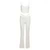 Women's Two Piece Pants Y2k Sexy Pant Sets Women Summer Set Cropped Irregular Camisole Hollow Out Flared Slim Suits Fashions Streetwear