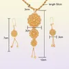 Ensembles de bijoux 18K éthiopien or Arabia collier pendentif boucle d'oreille pour femmes indien dubaï fête de mariage africaine cadeaux de mariée set3379077