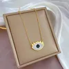 Colares de pingente de aço inoxidável água ondulação cílios turquia olho senhoras colar bijoux acier inoxidável femme moederdag ketting