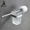 Toilet Brushes Holders Modern Toilet brush holder Stainless Steel SUS 304 Mounting Seat Square Style Glass Cups Bathroom Hardware Fitting 610009 231012