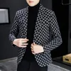 Herrenanzüge Blazer Herbst Winter Herren Anzugjacke Luxus Mode Persönlichkeit Anzug Passform Freizeit Komfort Klassisch Plaid Britische Mode Blazer Mantel 231011