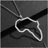 Pendant Necklaces Stainless Steel Africa Map Pendant Necklace Hip Hop Gold Chains Necklaces For Women Men Fashion Jewelry Jewelry Neck Dhpl8