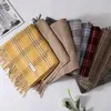 Lenços Inverno Cashmere Xadrez Lenço Design Mulheres Quente Xaile Wraps Macio Pashmina Homens Longos Borlas Lenços Grosso Cobertor Foulard Bandana 231011