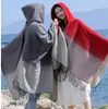 Shawls Poncho Gradient Color Shawl Cape Ethnic Storm Siberian Tourism Wear Po Taking Capes Insulation and Scarf Overlay Cloak Red 231012