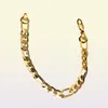 Mens 24 k Solid Gold GF 10mm Italian Figaro Link Chain Bracelet 87 Inches Jewelry74503705496139