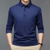 Męskie Polos Fashion Men Koszulki biznesowe Spring Autum Button Long Rękaw Lapel Mężczyzna luźne swobodne t-shirt topy