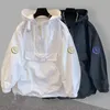 Women's Jackets brand hooded coat men's and women's thin fashion loose cargo splicing small sense of design windproof waterproof jacket 231011