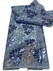 Robe africaine de luxe pour femmes, broderie en dentelle soluble dans l'eau, paillettes Guipure, Double tissu en Tulle français, soirée de mariage, style nigérian moderne Floral automne en vente KY-0050