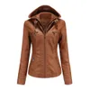 Women's Leather Faux Big Size S7XL Women Jacket Löstabel Hood Pu Coats 231011
