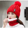 Beanie/Skull Caps Winter Hat Womens Beanie Hats tjocka varma skallar Vinterkvinnor Sticked Hat B Letter Bonnet Beanie C Cykling Hat Scarf 2PC SETSL231202