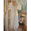 여성용 잠자기 여성 여름 흰색 짧은 슬리브 나이트 드레스 간단