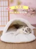 Cat Beds Furniture Cute Cat Bed Winter Warm Plush Nest Semi-Enclosed Sleeping Bag for Small Pets Pet Beds and Furniture Cats Products Accessories 231011