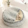 Kattenbedden Meubels Winter 2 in 1 Kattenbed Rond Warm Huisdierbed Huis Lang Pluche Hondenbed Warme Slaapzak Bank Kussen Nest Voor Kleine Honden Katten Kitten 231011