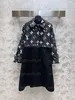 Płaszcz damski Womek drukowane wełniane wełniane platforma czarne garnitury projekt elegancka atmosferyczna prosta rurka długie płaszcze designerskie wierzchołki