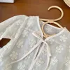 Cardigan Girls Floral Air-Conditioned Top Thin Ytterkläder i Solid Baby 0-6 år-Barn ihålig Cardigan-skjorta för hösten 231012