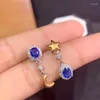 Dangle brincos personalidade estrela lua natural azul safira gota pedra preciosa 925 prata menina feminino festa presente jóias