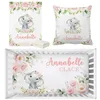 Bedding Sets LVYZIHO Baby Crib Bedding Set Custom Name Chic Flower Elephant Bedding Set 231012