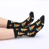 Frauen Socken Modeager Korea Harajuku Neuheit Schwarz Gemüse Karotte Gedruckt Baumwolle Coole Lustige Skate Short